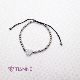 Pulsera Hilo Corazón Blanco