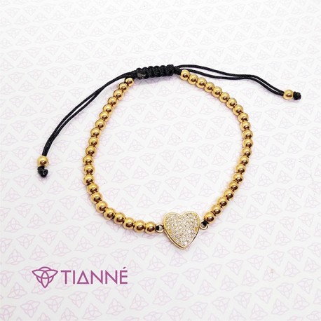 Pulsera Hilo Corazón Dorado