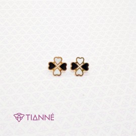 Aretes Trebol Blanco y Negro